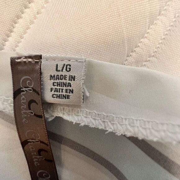 Charlie Charlie Charlotte Striped Single Shoulder Blouse White Blue Large - Picture 6 of 7